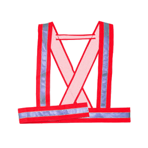 Harnais de haute visibilité, de matériau combiné, couleur rouge.